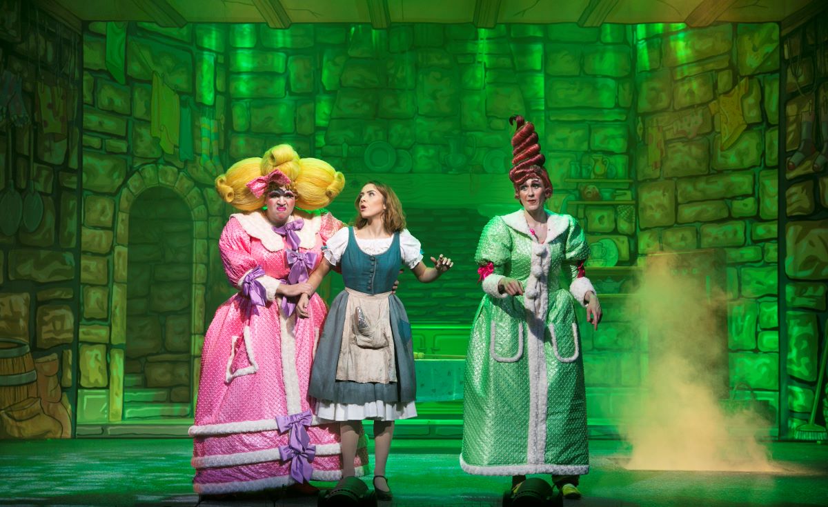 Cinderella with ugly sisters on stage at Everyman Theatre